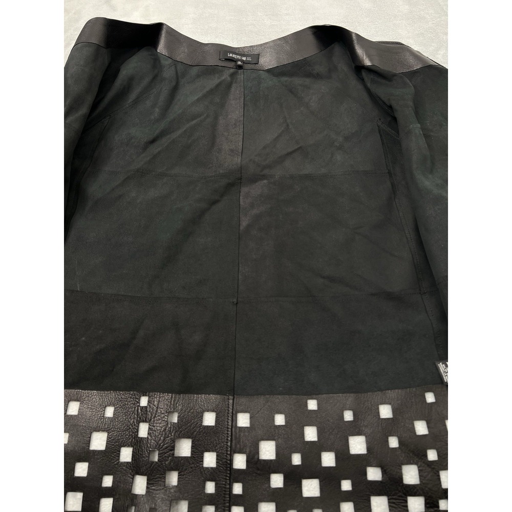 Lafayette 148 New York Laser Cut 100% Leather Front Full Zipper Jacket Size XL - Picture 7 of 13